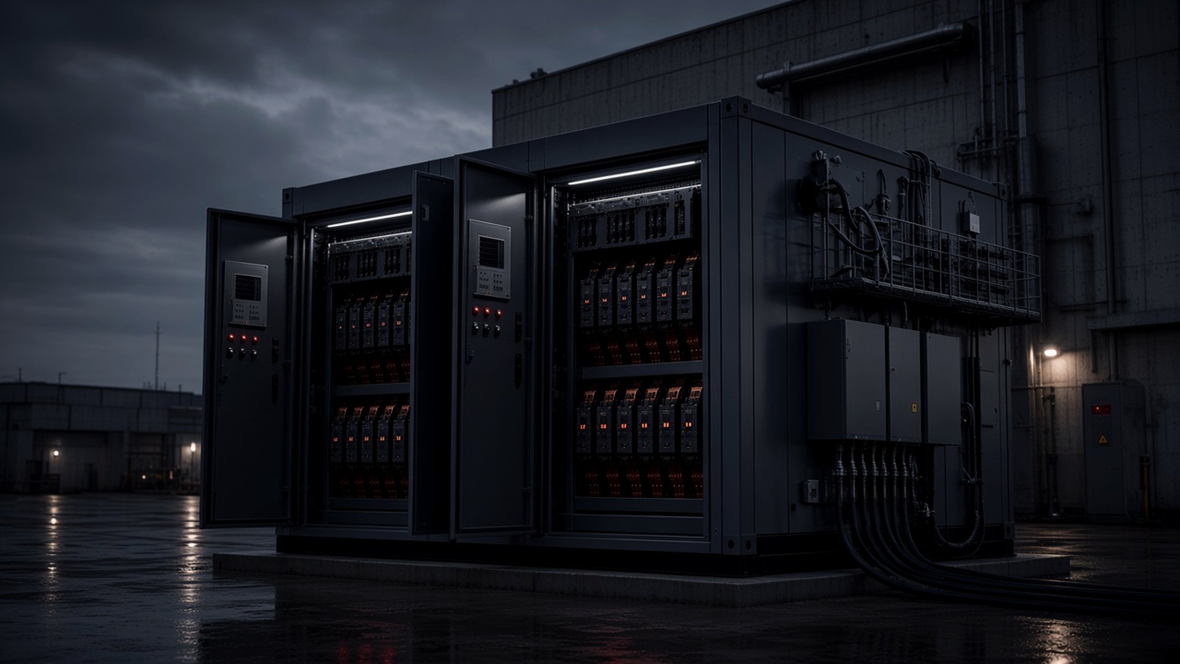 SVG and TSF power equipment under a dark sky.